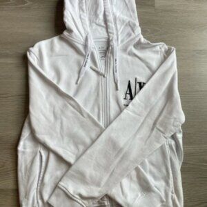 Armani Exchange White Hoodie with Logo